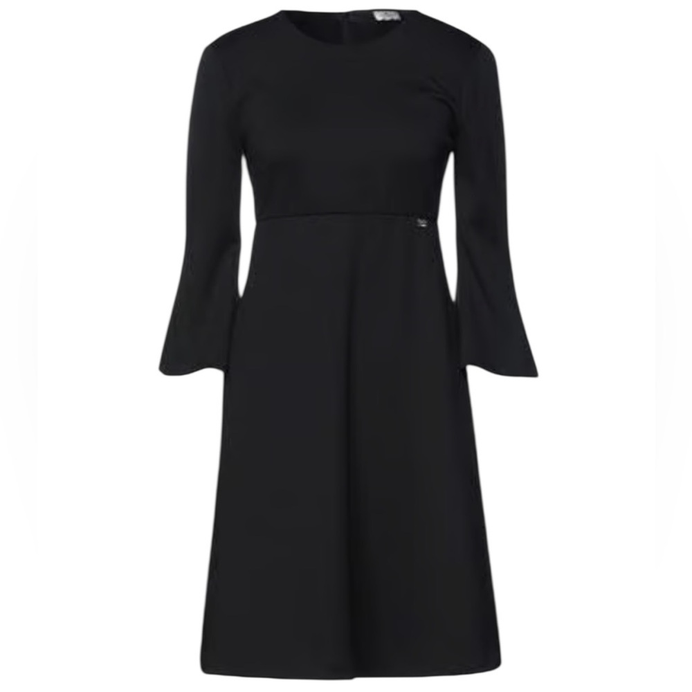 Liu Jo Dress Women's Black Flared Sleeves Midi Classic Chic Size 42 (M) NWT